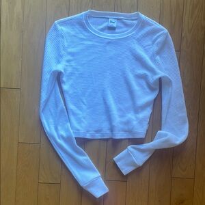 TNA White Textured Long Sleeve Crop Top